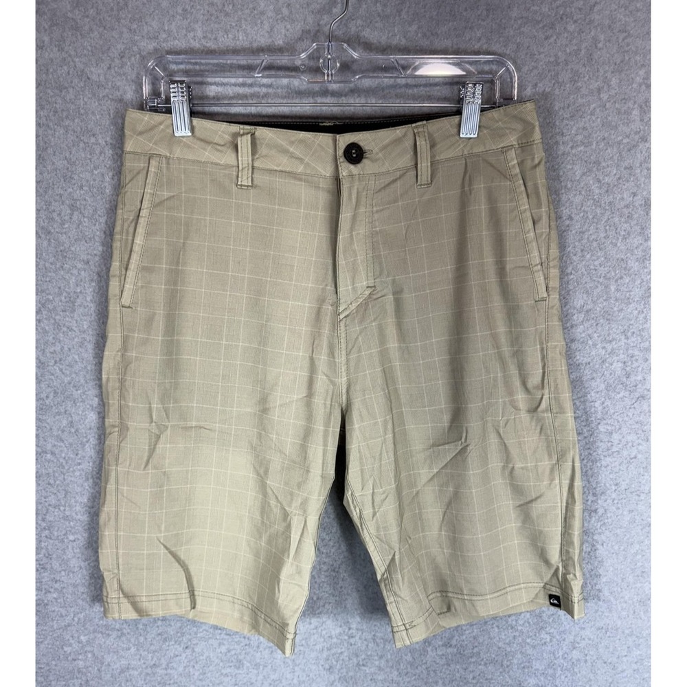 Quiksilver Shorts Mens 29 Khaki‎ Dry Flight Plaid Lightweight Quick Dry Golf